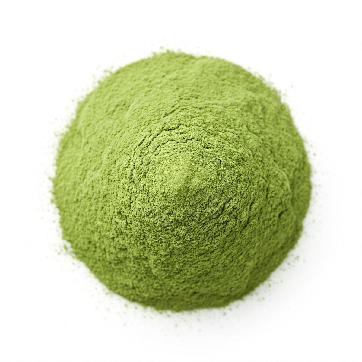 Ceremonial grade matcha powder, jade green, very fine texture